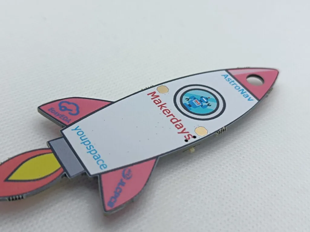 Front of the rocket PCB keychain
